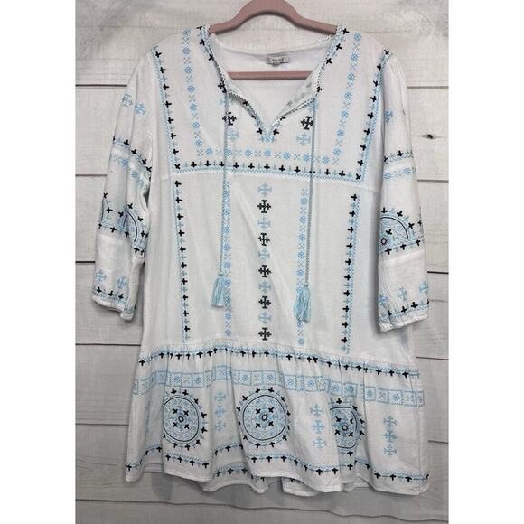 Tyler Boe Dresses & Skirts - Tyler Boe Dress Size LG Bohemian White Embroidered